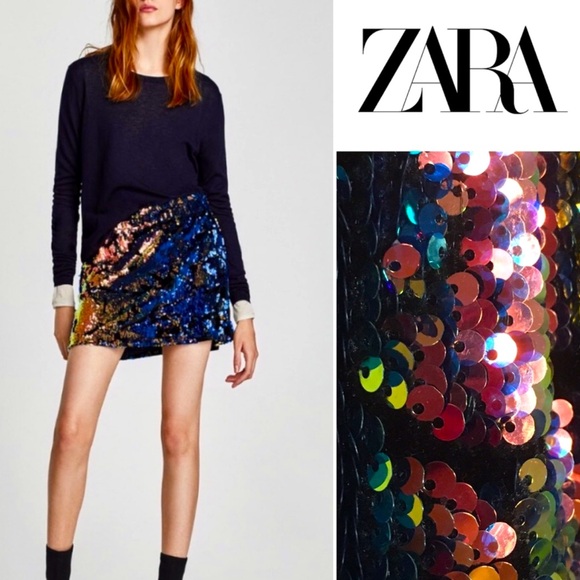 Zara Dresses & Skirts - Zara Multicolor Sequin Mini Skirt